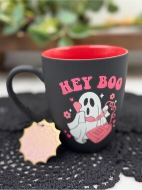 hey boo ghost haunted halloween mug 20 oz pink black 2026 new spooky cute
